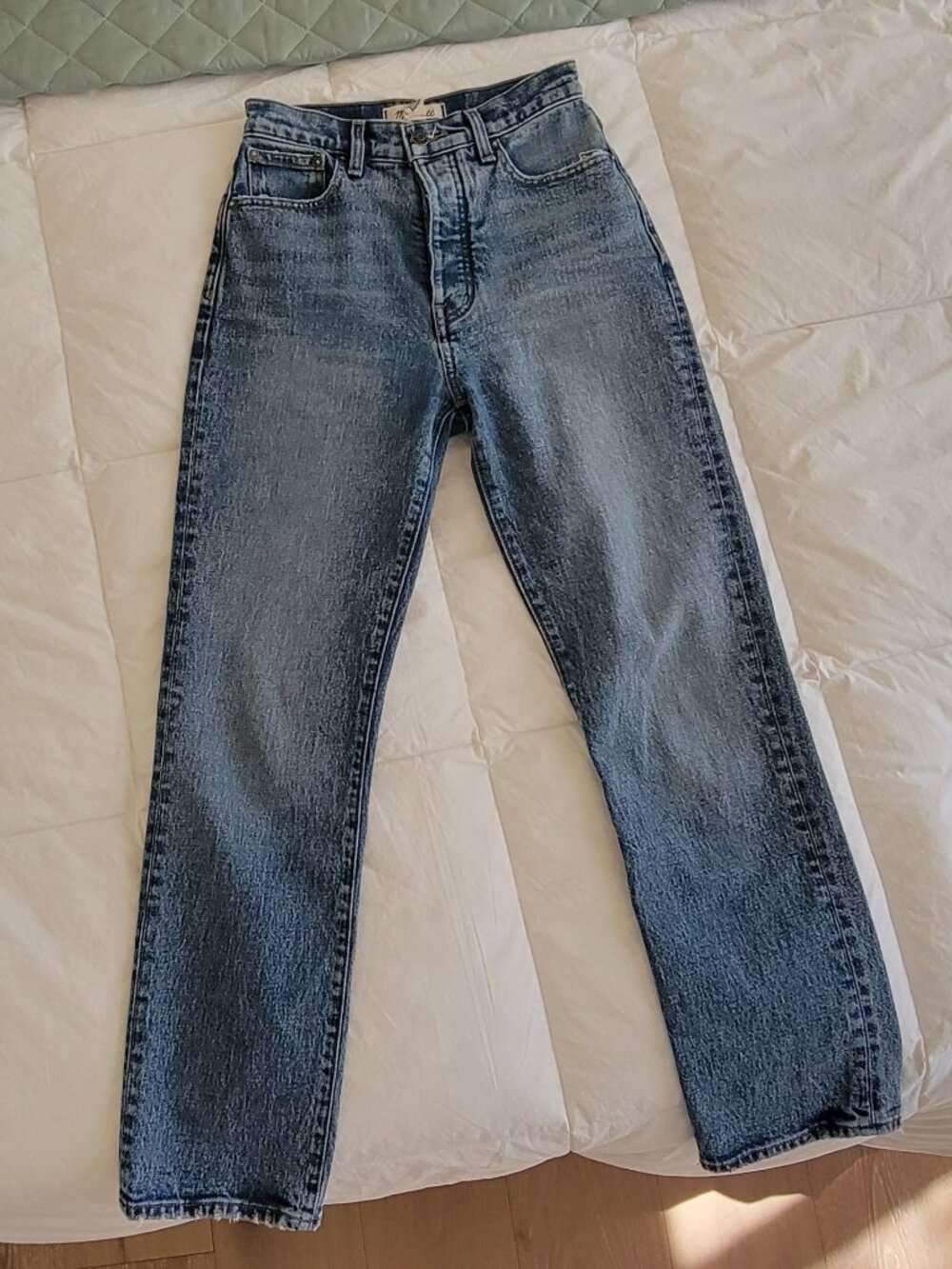 MADEWELL High-Rise Straight Jeans Cropped Concho Wash Size 23